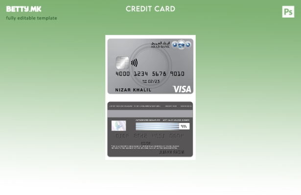 модерен стил шаблон за класична кредитна картичка за виза на Арапската банка на 